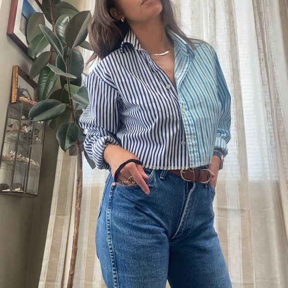 Multi Pinstripe Crop Top - Picture 1 of 5